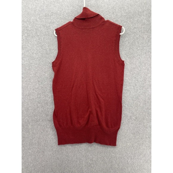 West & Vine Women's Turtleneck Sleeveless Sweater Solid Red Cashmere Blend Sz XL - Picture 2 of 9